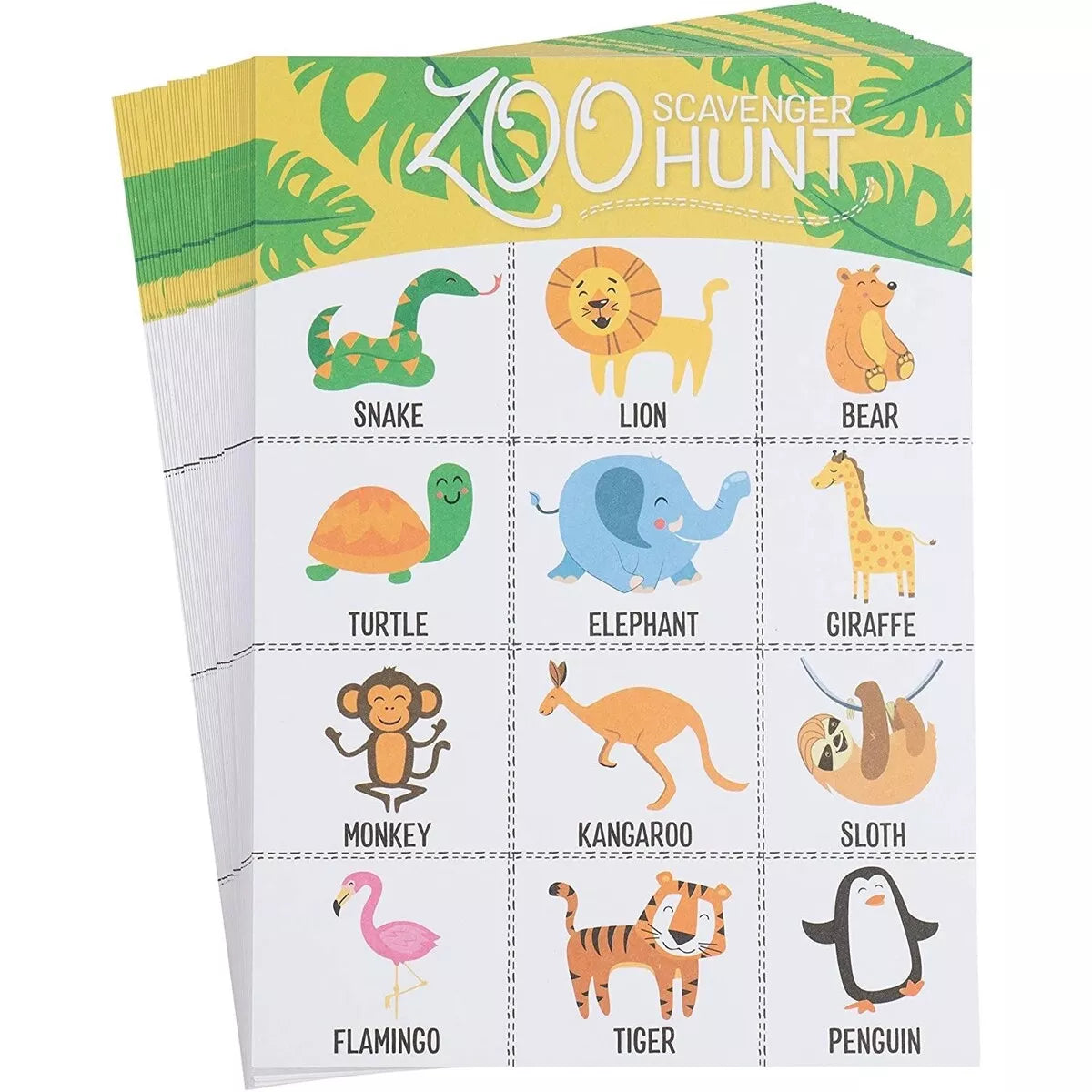 50 Pack Zoo Scavenger Hunt Spotting Animal Pre-School Kid Educational Board Game