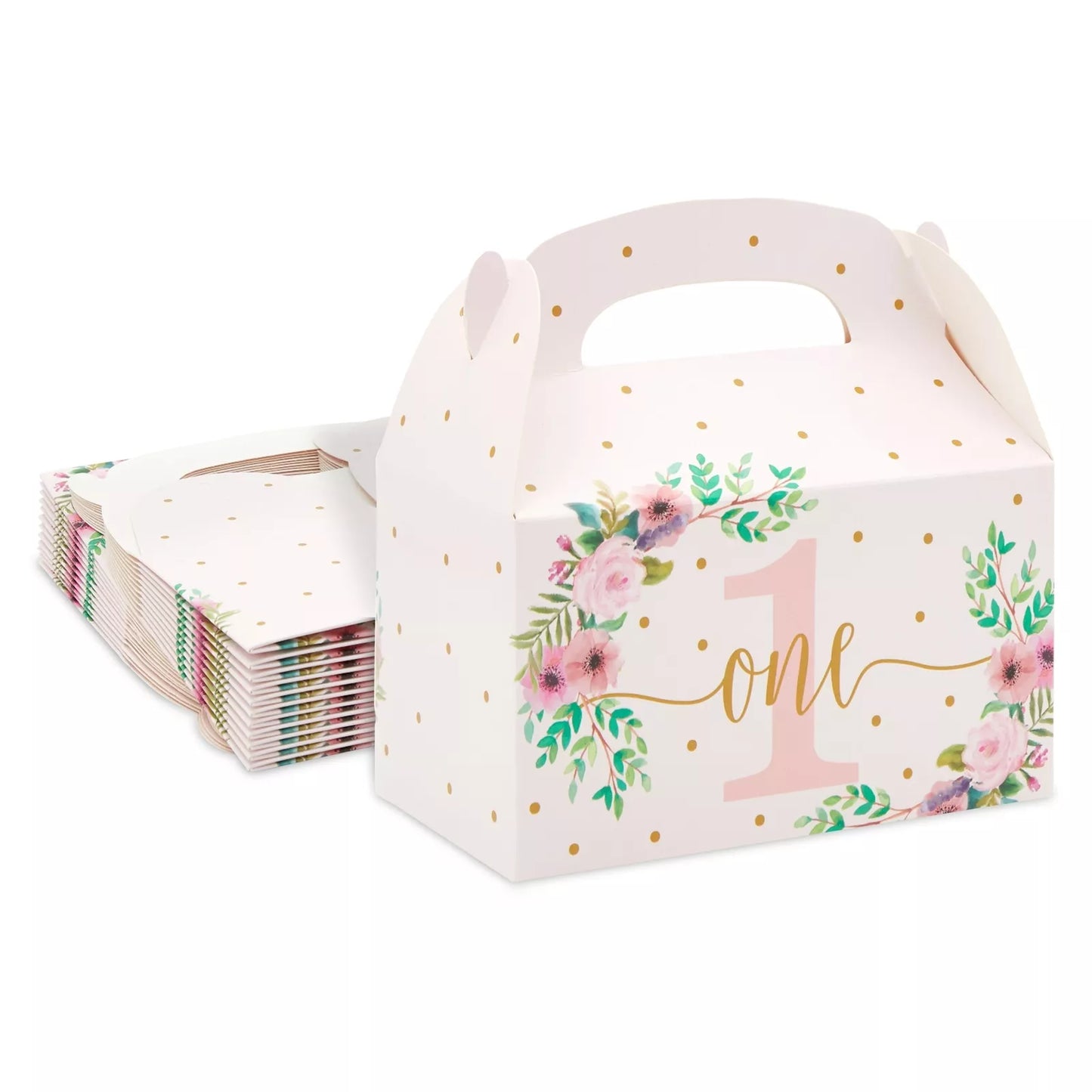 24-Pack Floral Pink Party Favor Gable Boxes