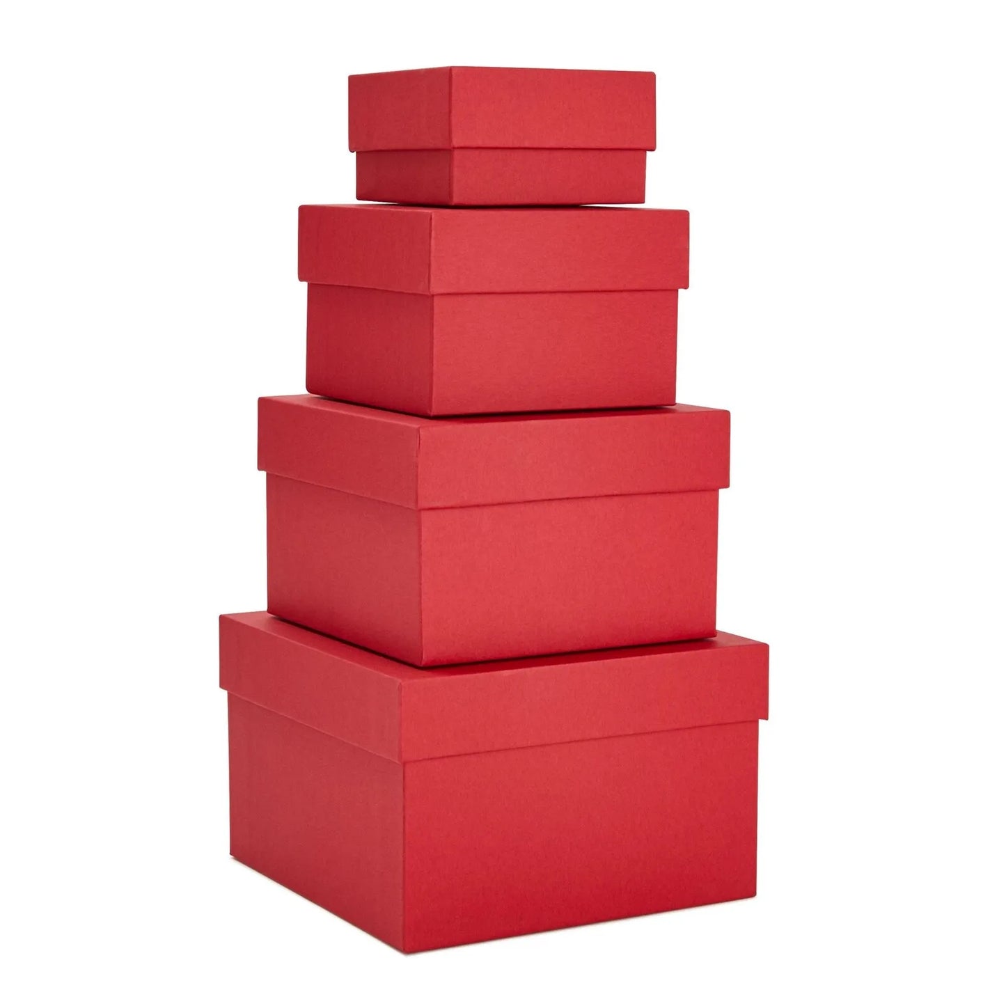 4-Pack Square Nesting Gift Boxes with Lids – Red