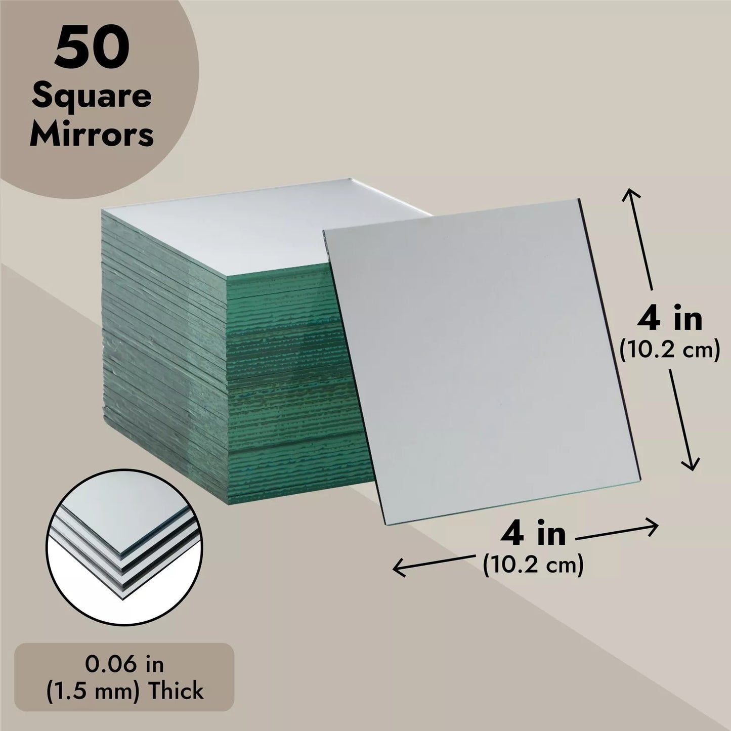 50-Piece Craft Square Mirror Mosaic Tiles