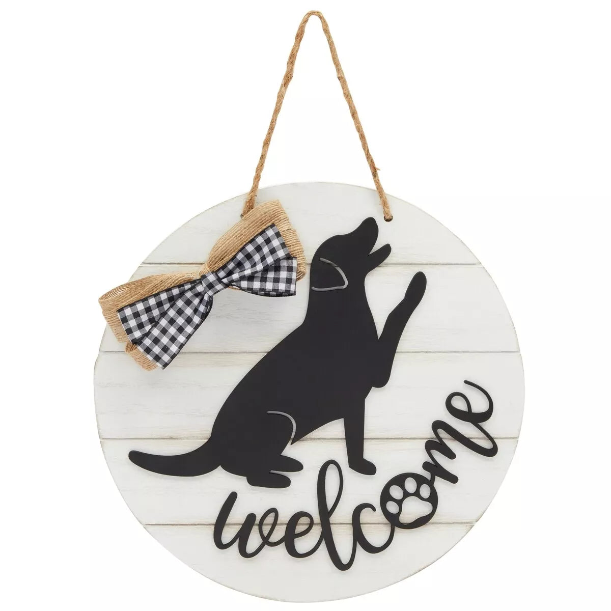 Farmhouse Welcome Hello Porch Sign With Dog Cutout