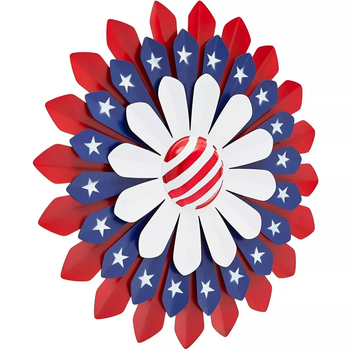 American Flag Wall Décor, Patriotic Metal Flowers