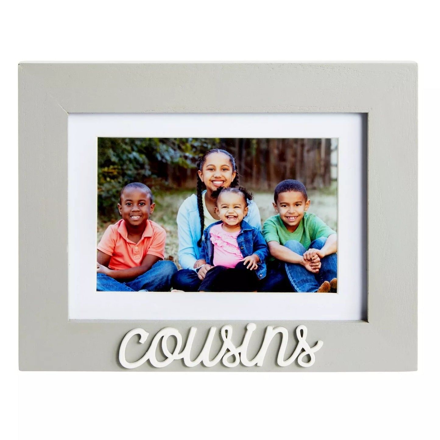 Gray Cousins Picture Frame for 4x6 and 5x7 Inch Photos