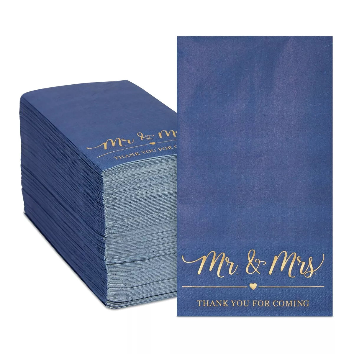 100 Pack Wedding Cocktail Napkins for Reception Party, Navy Blue, 4 x 8 In