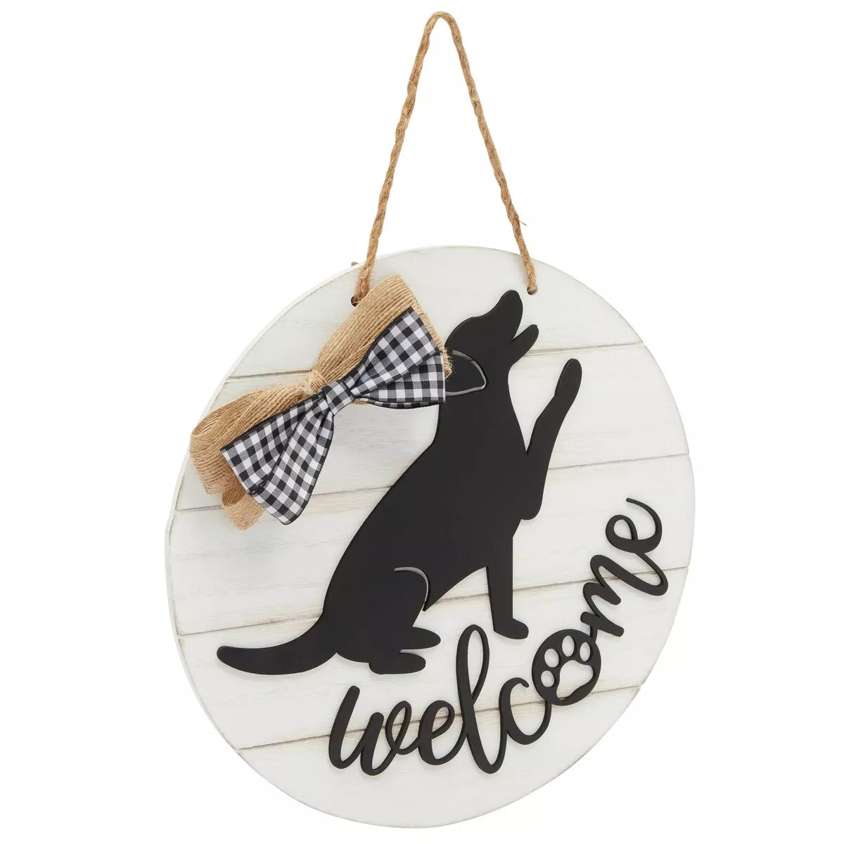 Farmhouse Welcome Hello Porch Sign With Dog Cutout