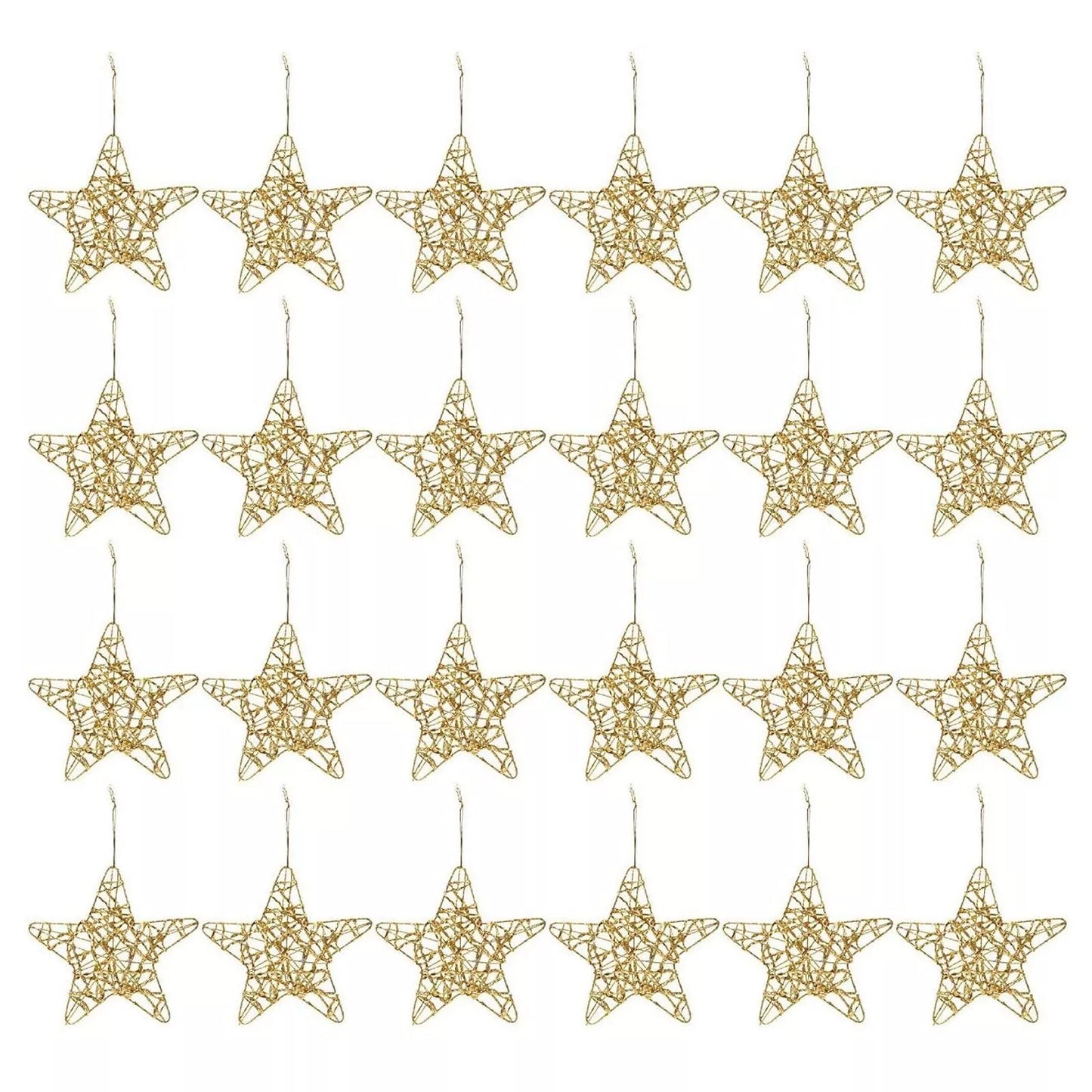 24-Pack 6-Inch Gold Star Ornaments for Christmas Tree