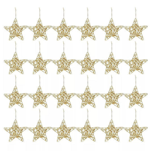 24-Pack 6-Inch Gold Star Ornaments for Christmas Tree