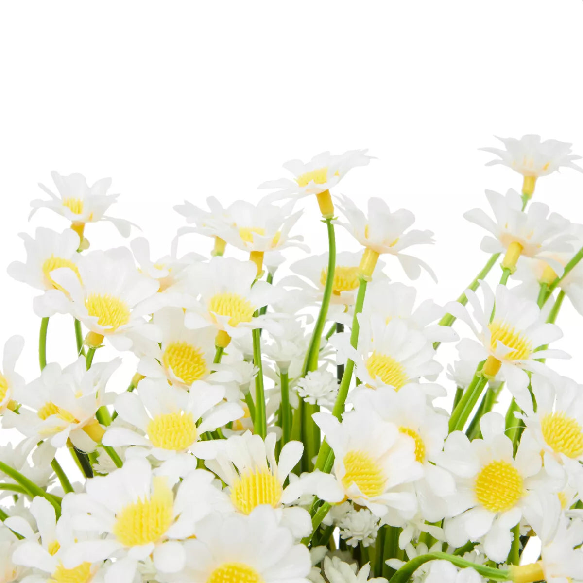 6-Pack Artificial White Daisies with 2 Cone Vases