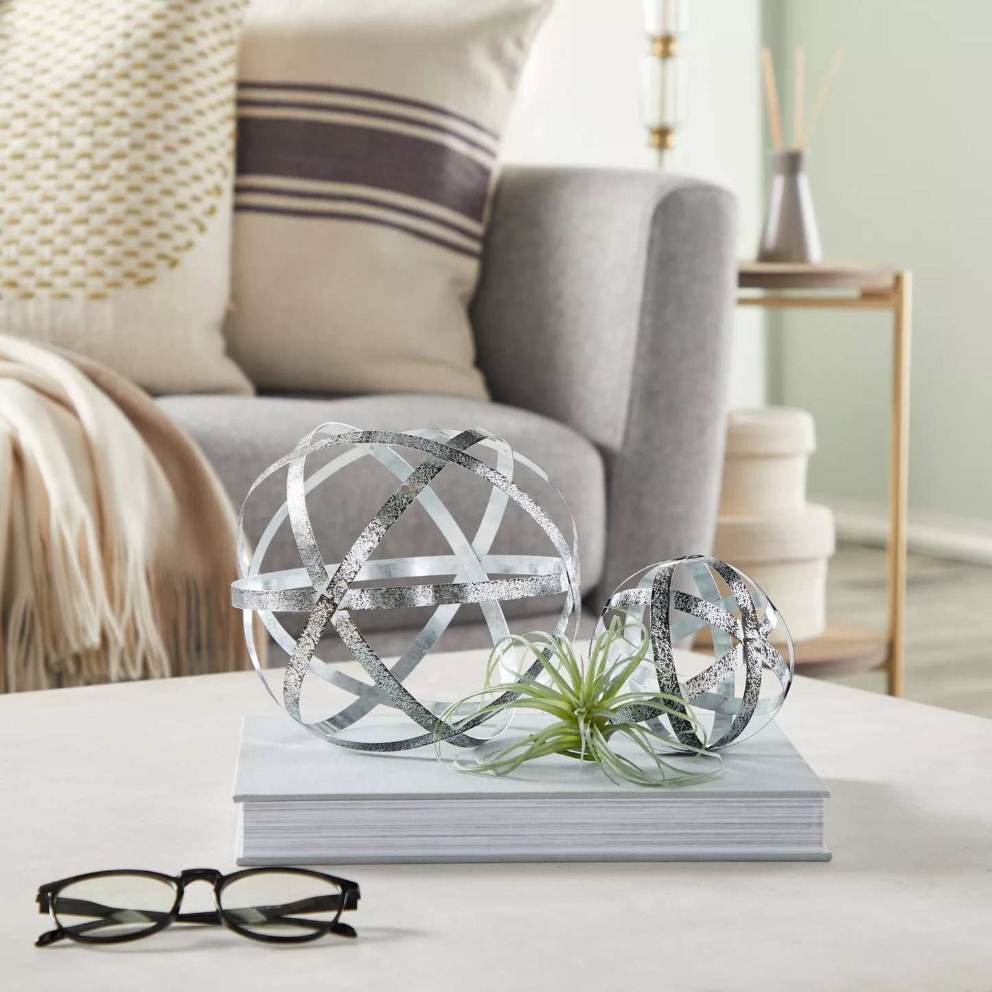 2-Piece Decorative Spheres for Tables & Shelves