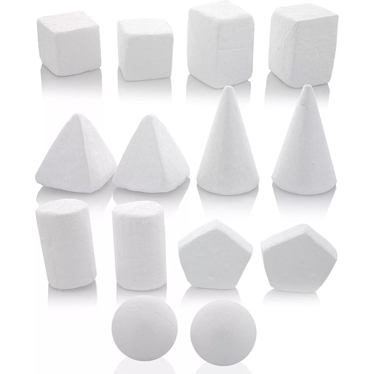 14 Mini Geometric Craft Foam Shapes, 7 Designs