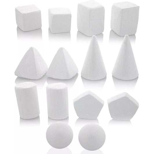 14 Mini Geometric Craft Foam Shapes, 7 Designs