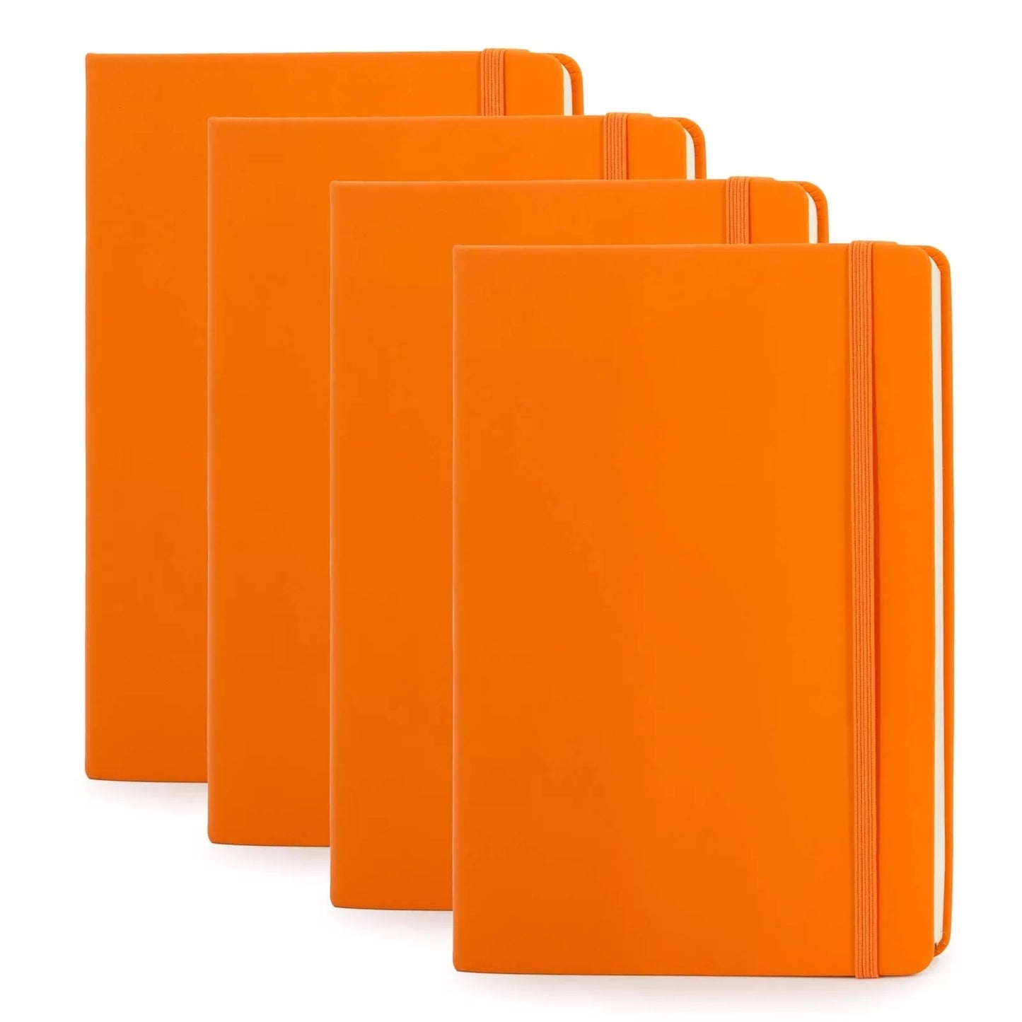 4 Pack A5 Dotted Notebooks, 5.7" x 8.4", 192 Pages Each (Orange)