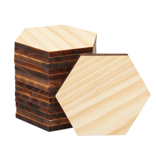 15-Pack Unfinished Wooden Hexagon Cutouts