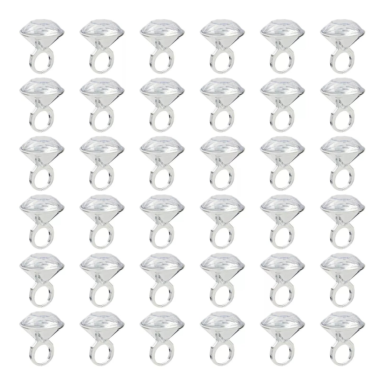 36-Pack Plastic Diamond Rings - Bridal Shower Game, Bulk Set for Bachelorette