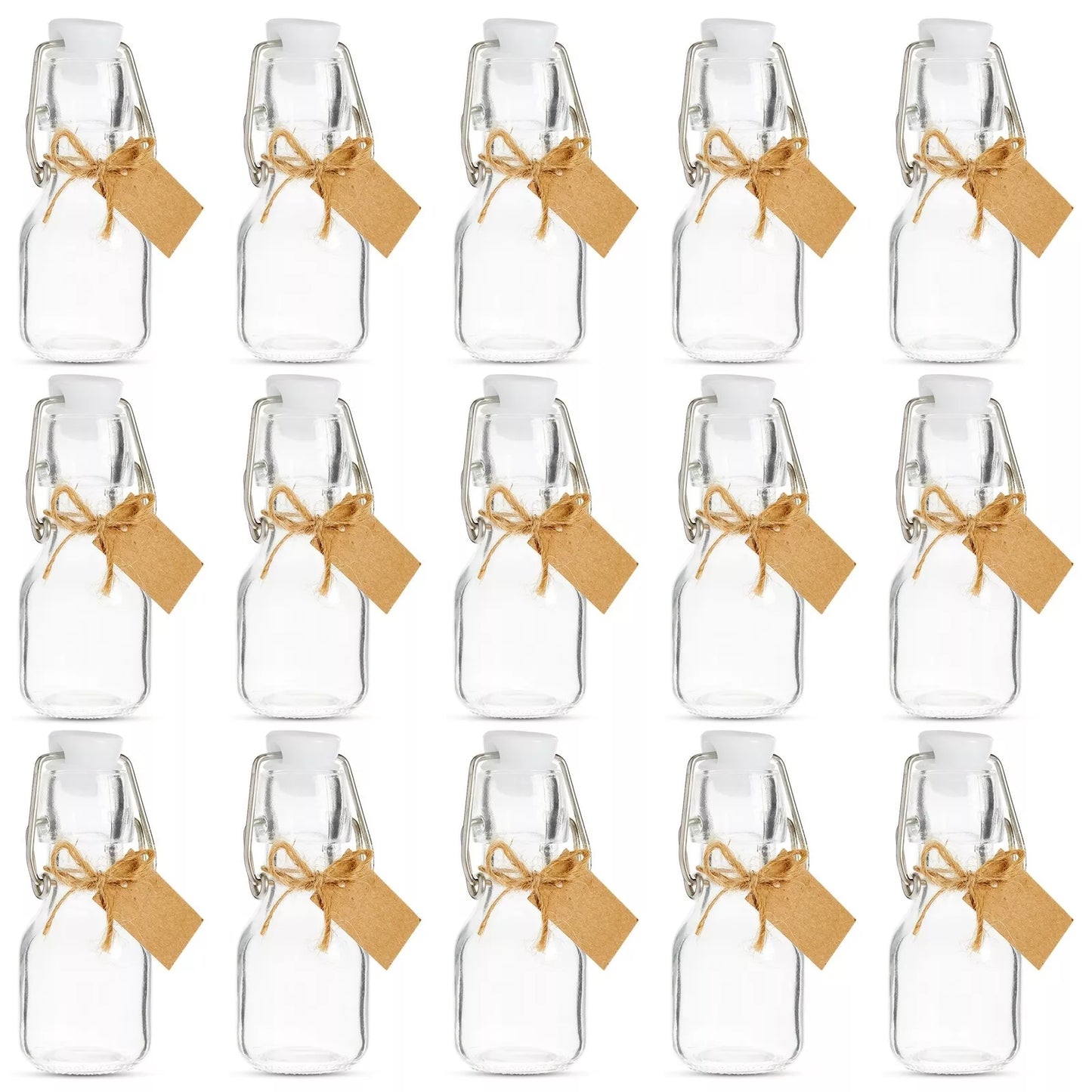 15-Pack 2 oz Swing-Top Glass Bottles with Lids