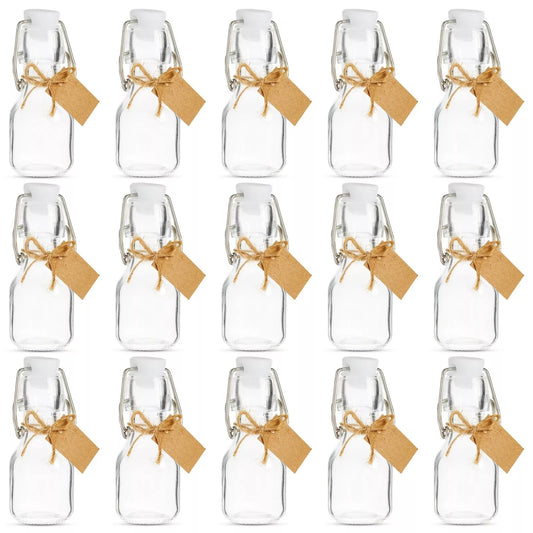 15-Pack 2 oz Swing-Top Glass Bottles with Lids