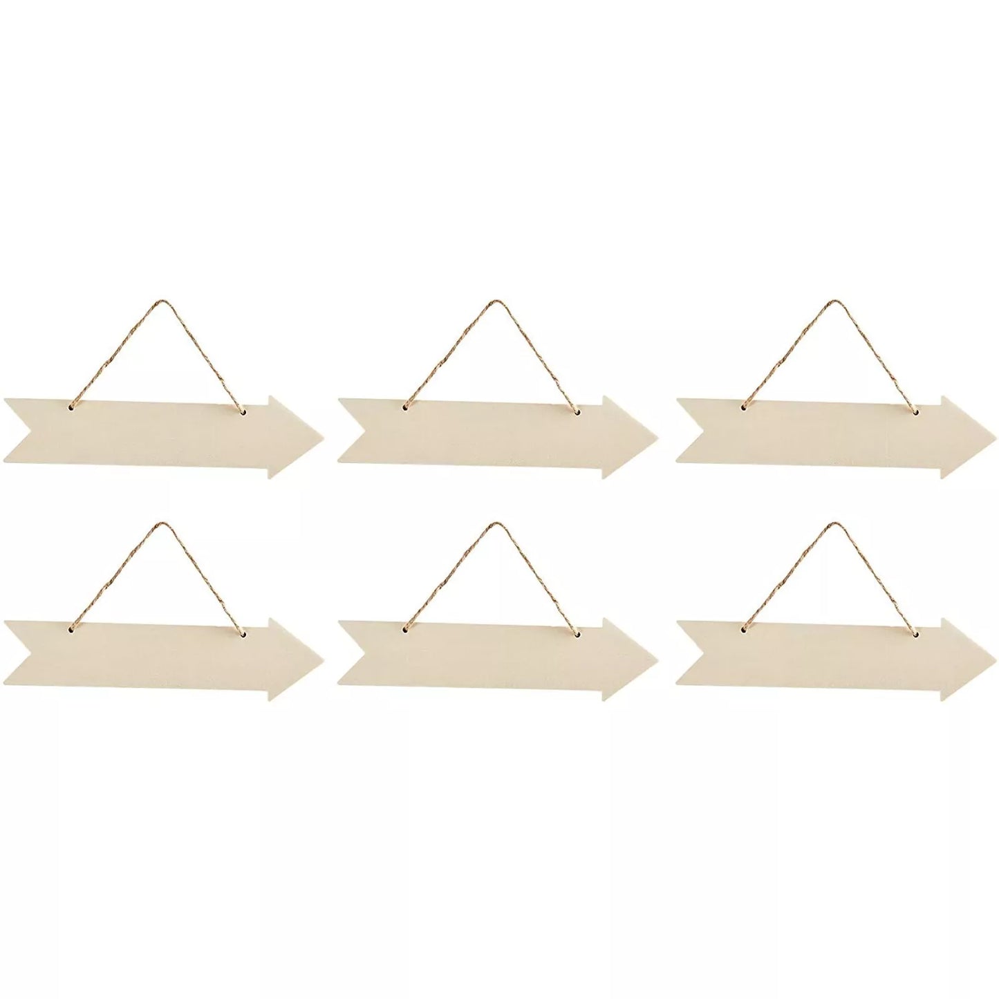 6-Pack Unfinished Hanging Wood Arrow Plaques