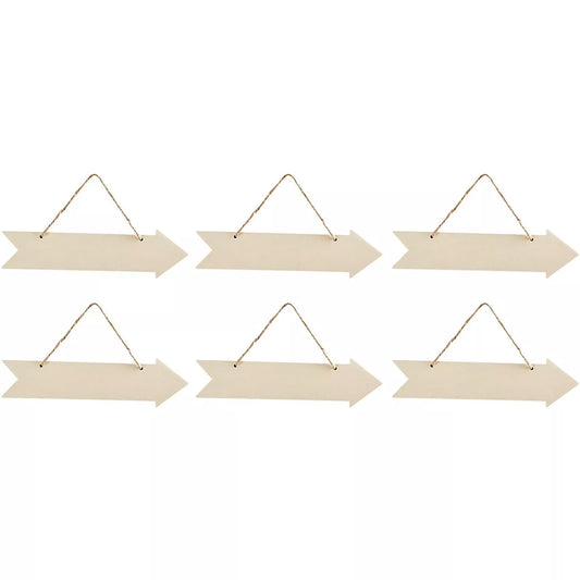 6-Pack Unfinished Hanging Wood Arrow Plaques