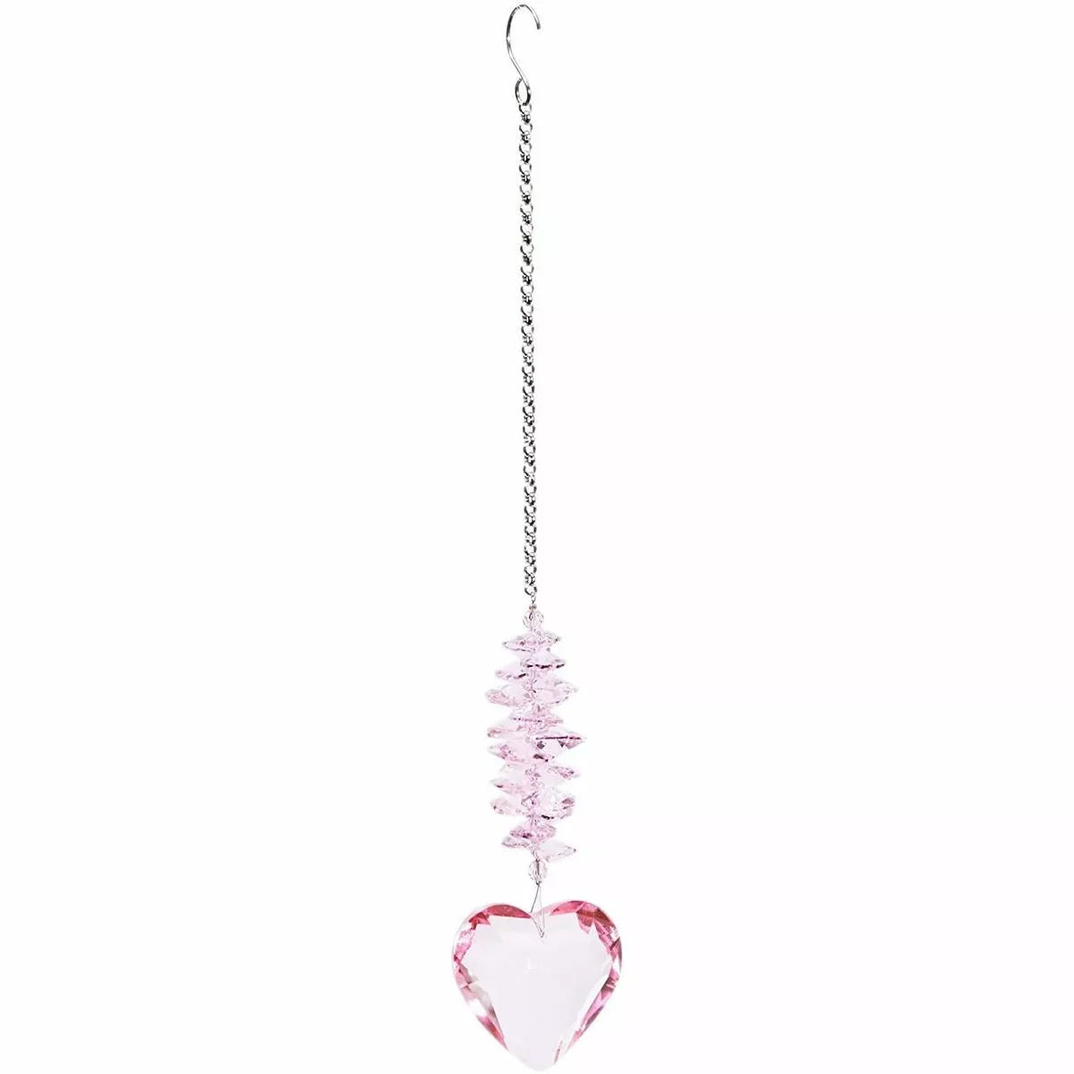 Pink Heart Crystal Suncatcher Prism for Window