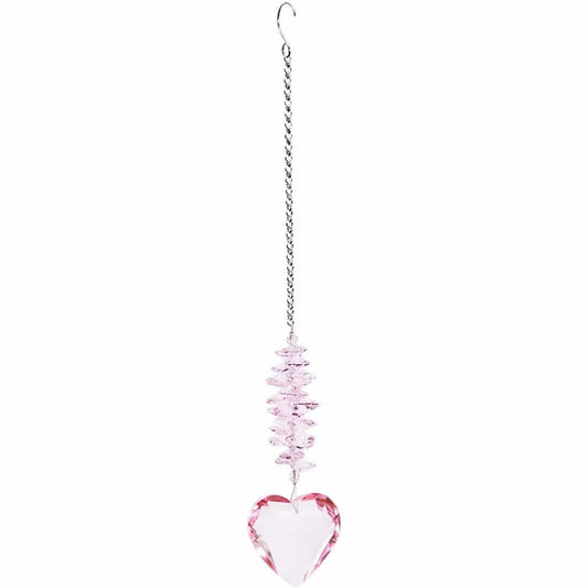 Pink Heart Crystal Suncatcher Prism for Window