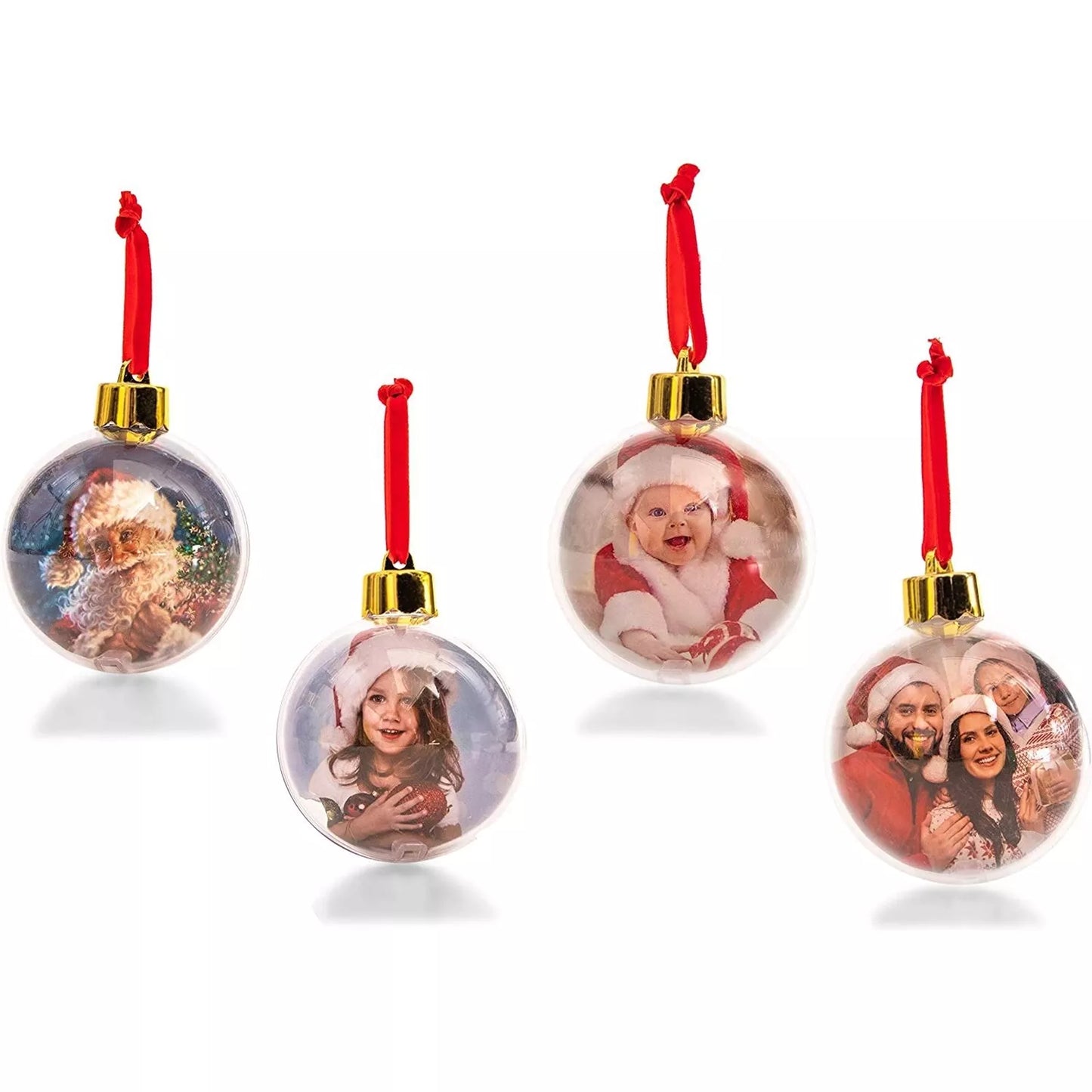 4 Christmas Tree Decorations Photo Ball Ornaments