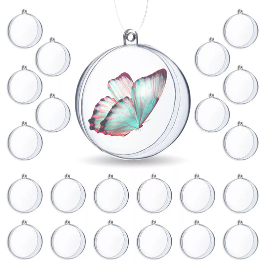 24-Pack Clear Plastic Fillable Ornaments