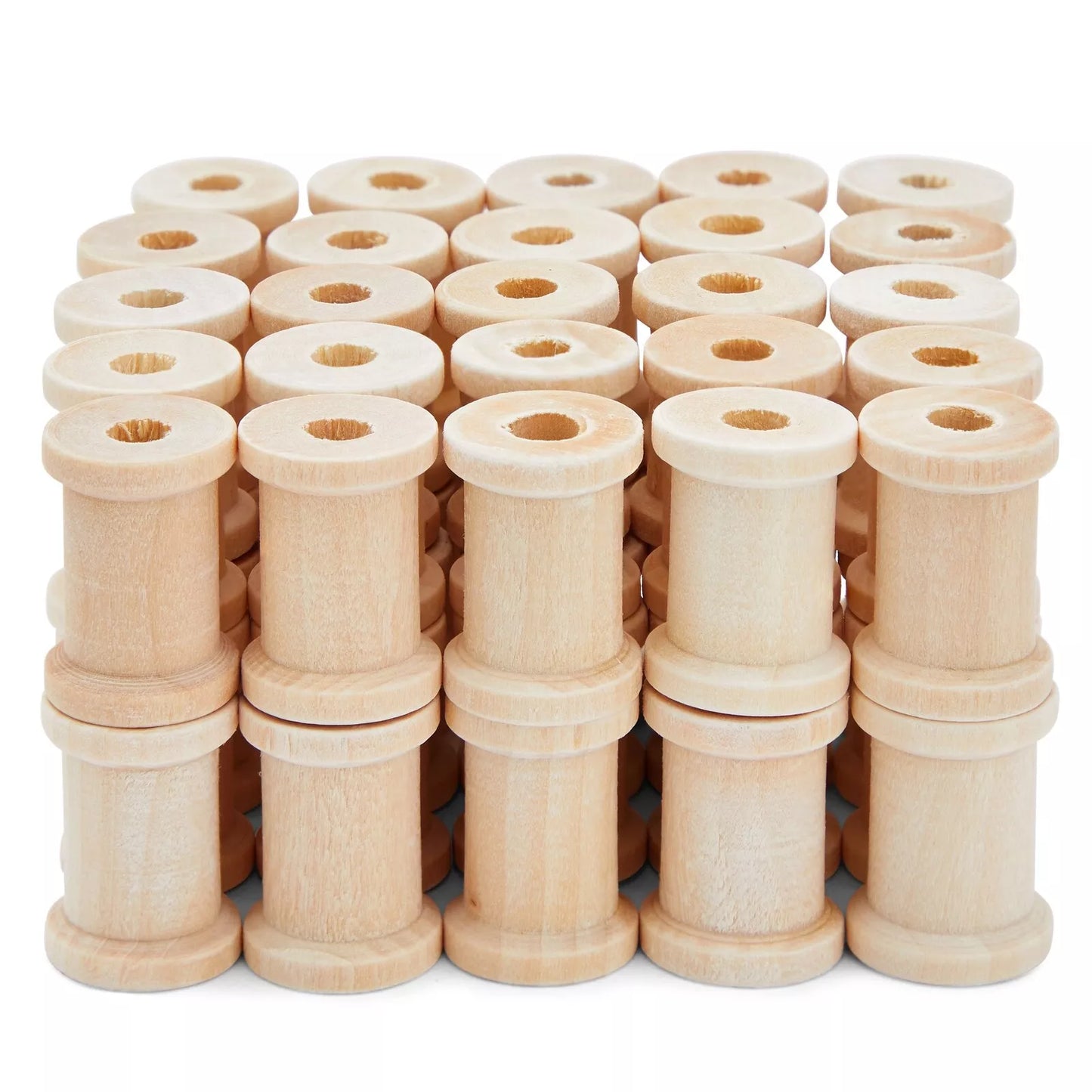 50-Pack Empty Wooden Thread Spools