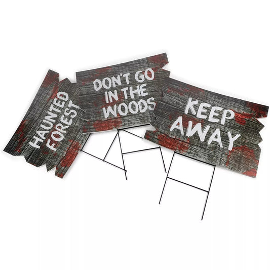 3-Pack Halloween Outdoor Yard Signs with Metal Stakes