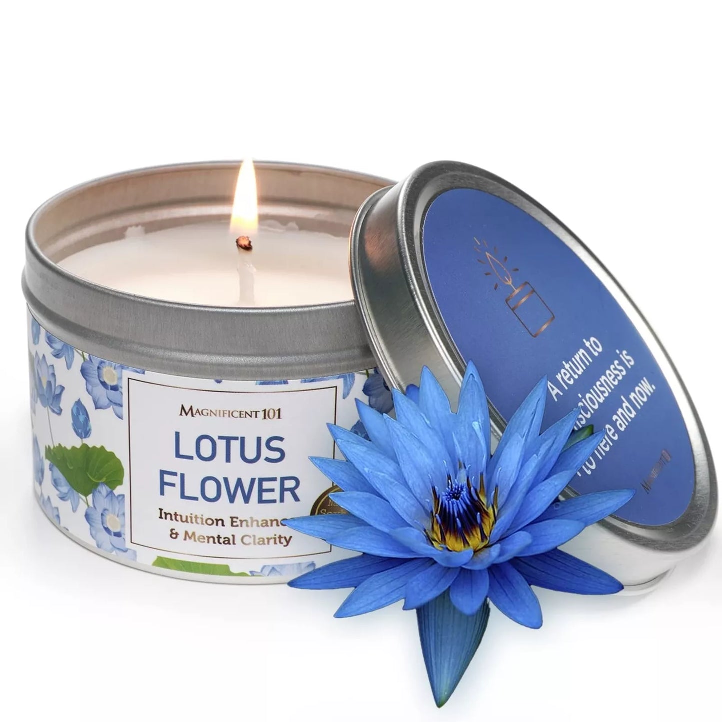 6oz Intuition Enhancer & Mental Clarity Tin Candle Lotus Flower