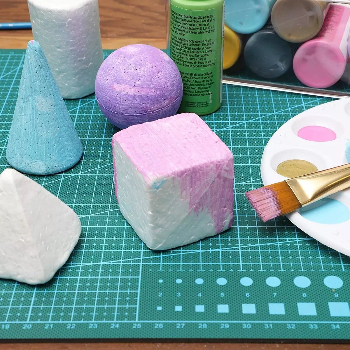 14 Mini Geometric Craft Foam Shapes, 7 Designs