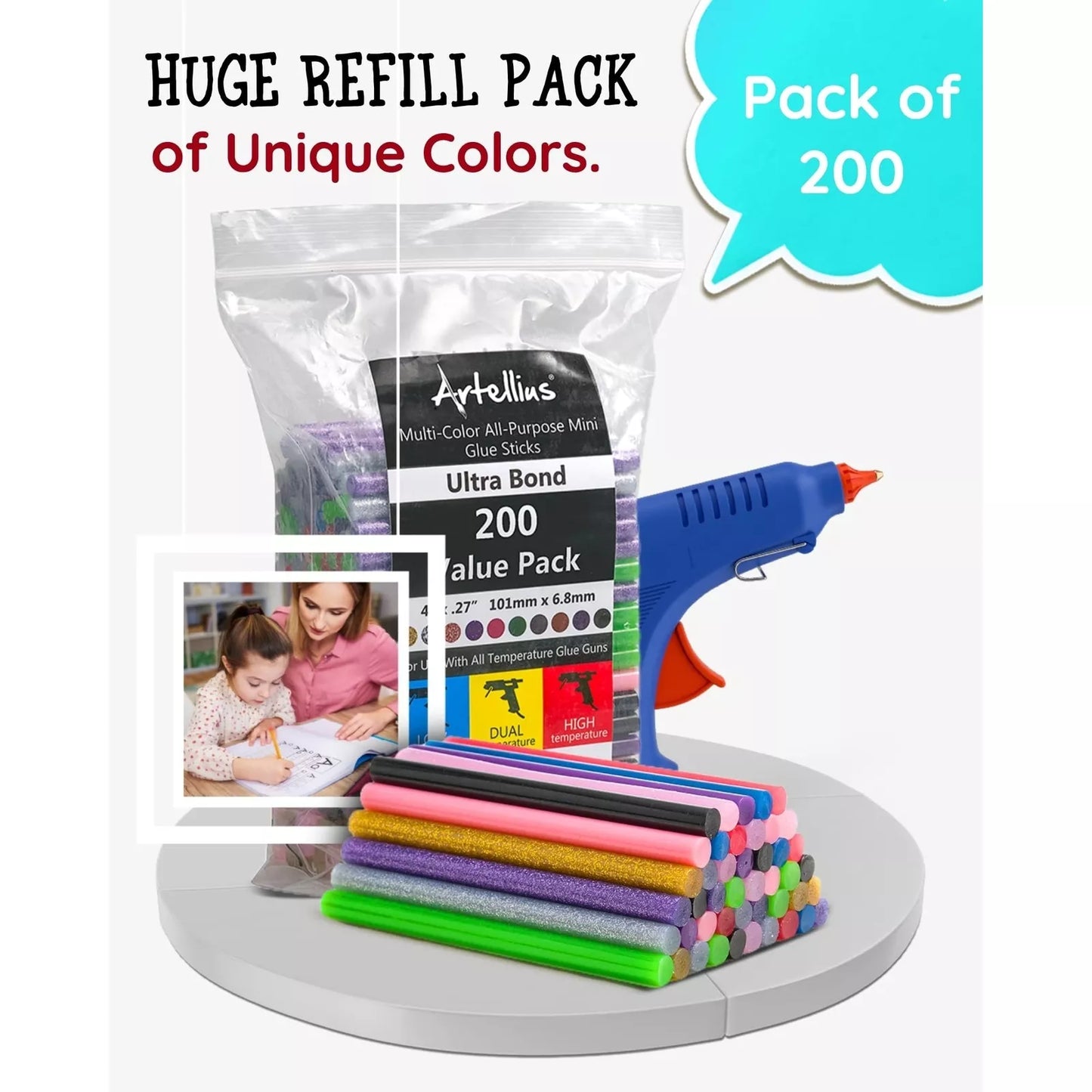 200-Pack Assorted Mini Hot Glue Sticks