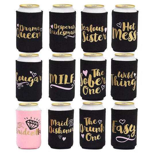 12 Bridal Shower Neoprene Sleeve Coolers - 12oz