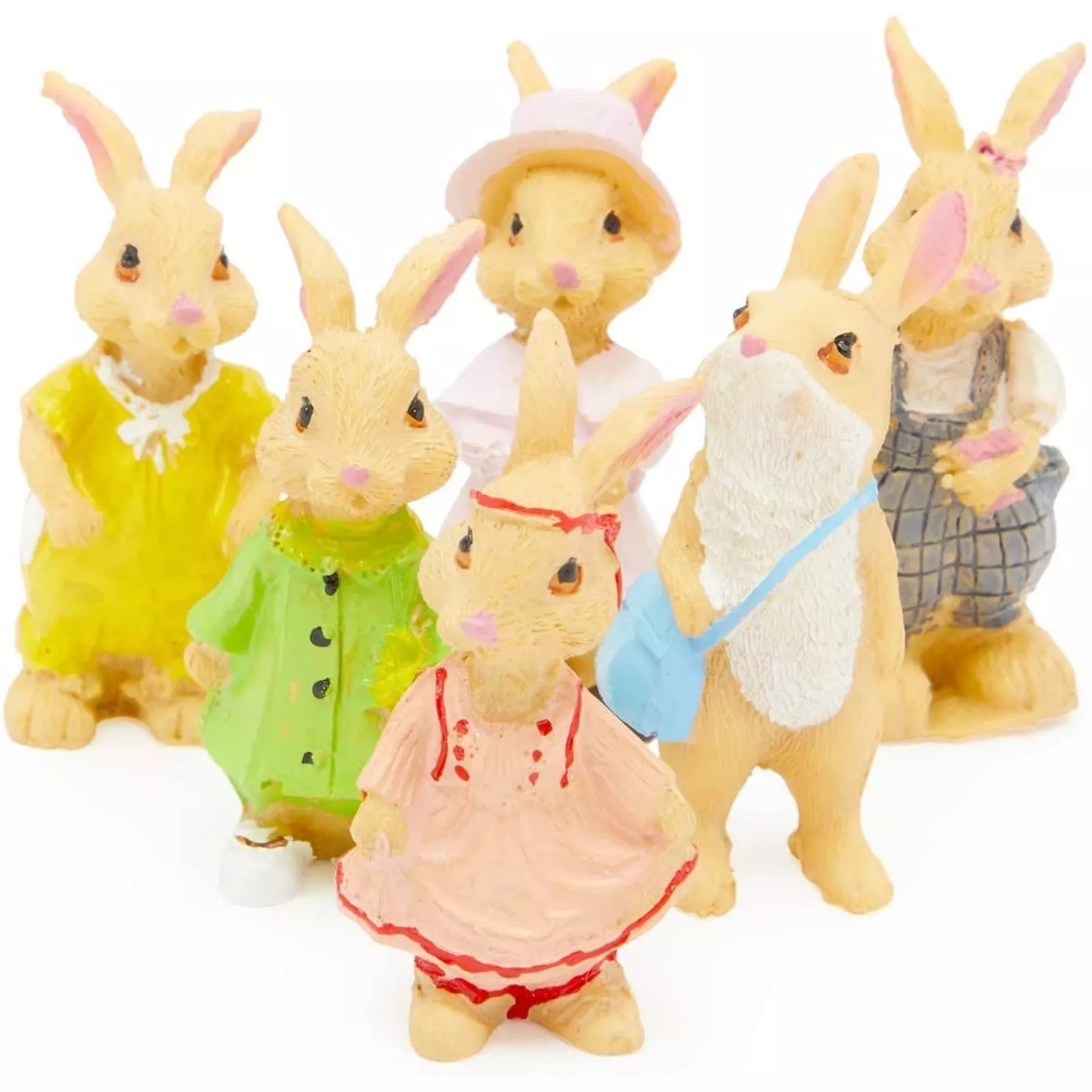 6-Pack Easter Mini Bunny Statues 2.2-Inch