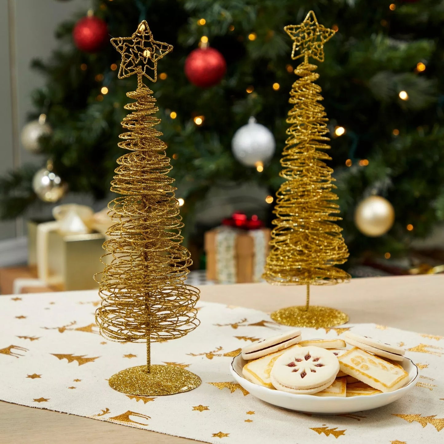 2-Pack Small Gold Christmas Trees