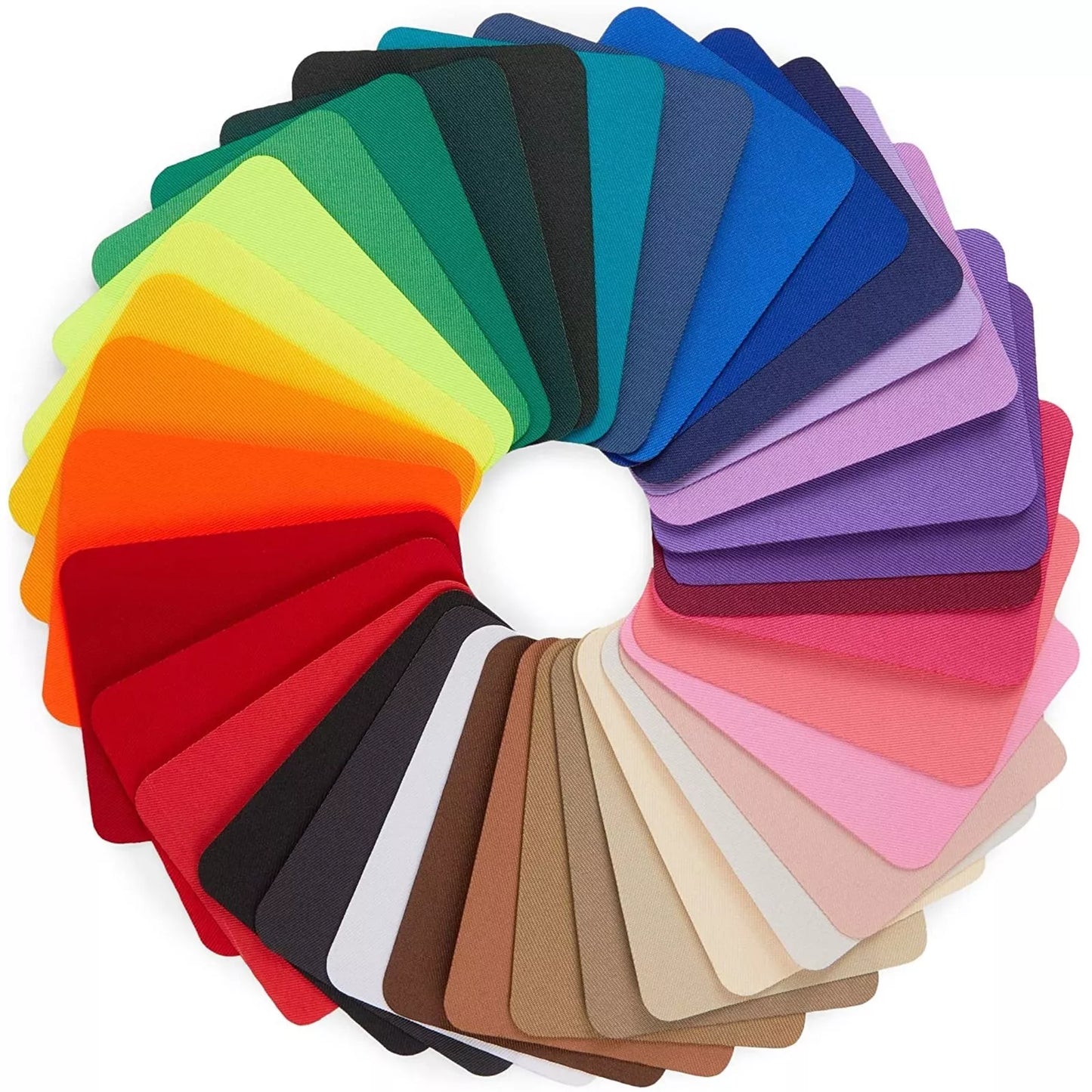 36-Pack Fabric Iron-On Patches Rainbow Colors