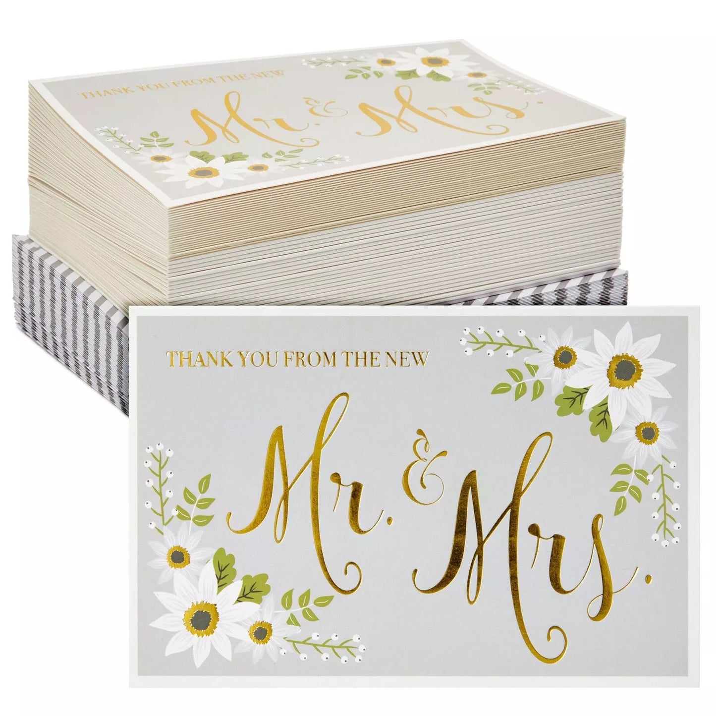 48-Pack hank You From The New Mr and Mrs Cards with Envelopes Set, 4"x6"