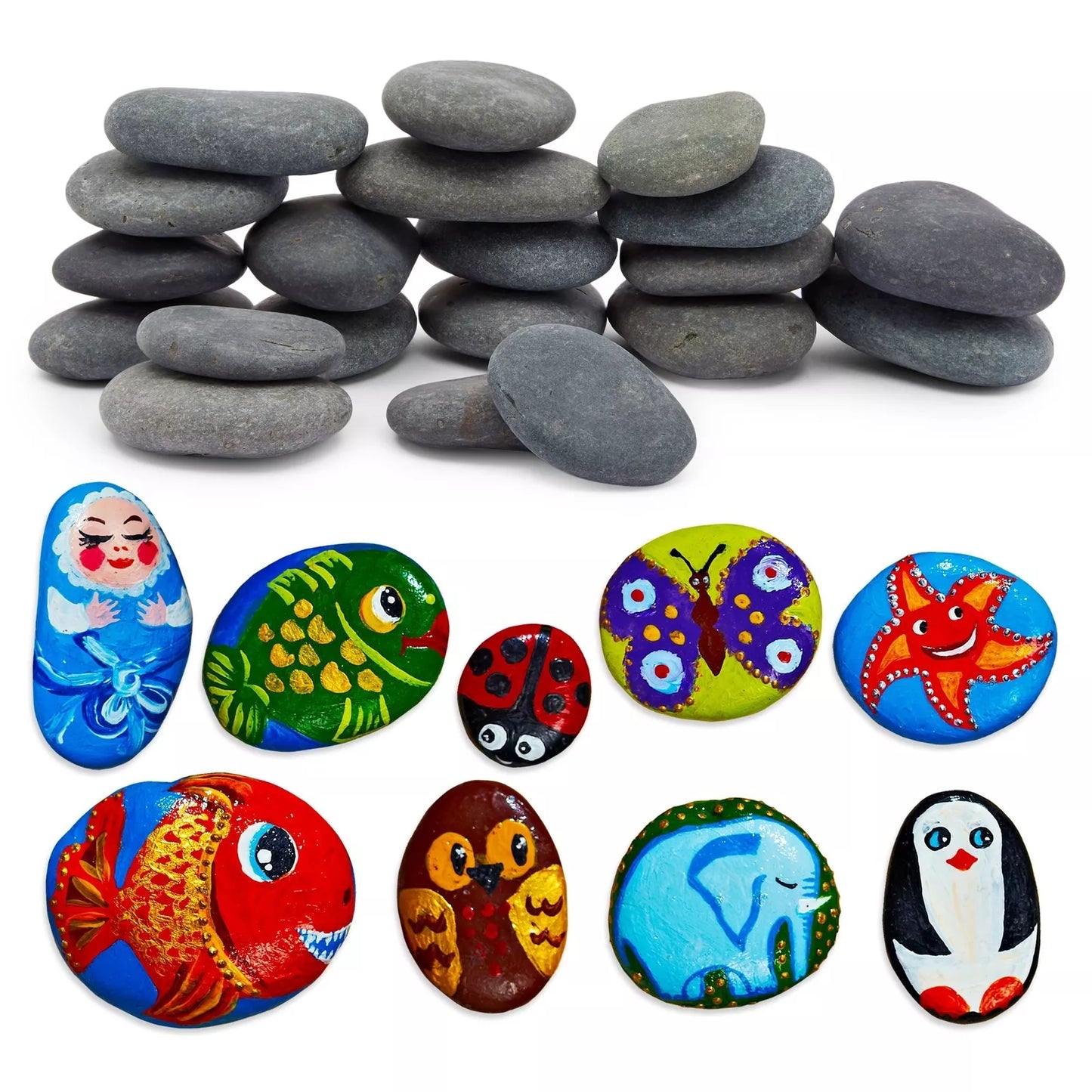 20-Pack Flat Rocks for Painting, Kindness Stones