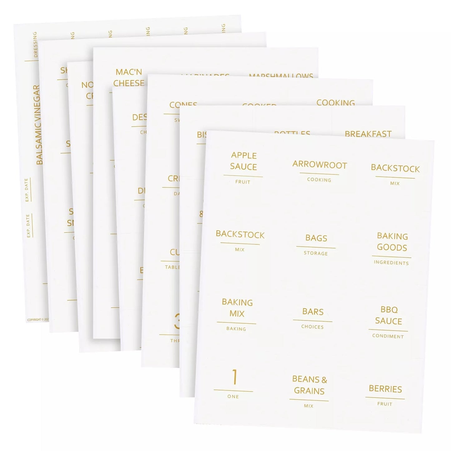 157 Pantry Organization Labels Gold on White Stickers