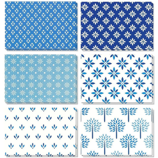 48-Pack Blue Notecards and Envelopes, 6 Designs