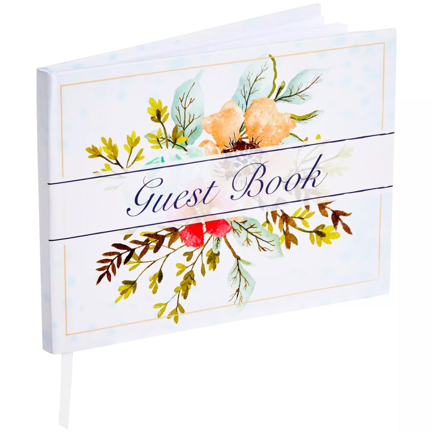 Floral Wedding Guest Book - 56 Sheets/112 Pages, 8x6 Inches