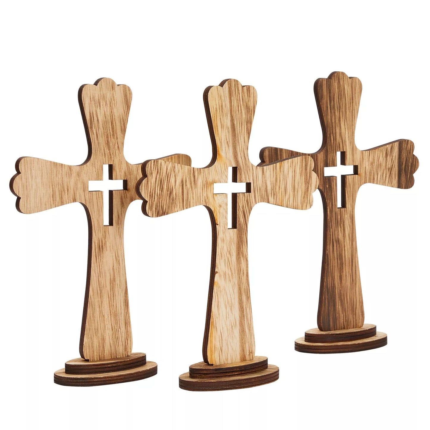 3-Pack Catholic Wooden Cross Centerpieces