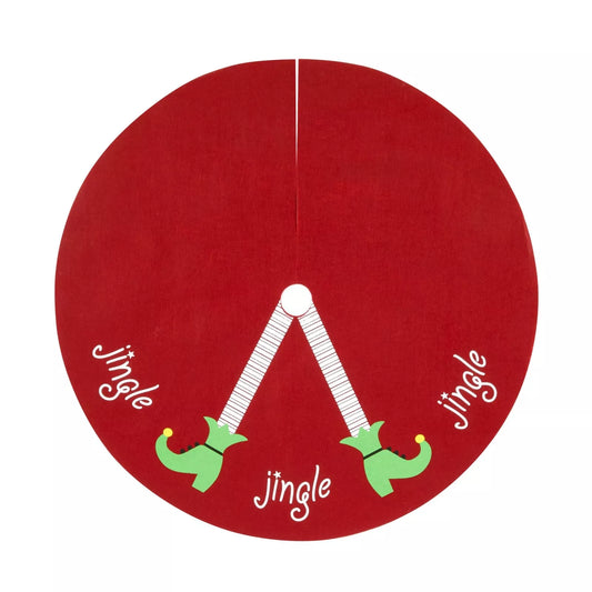 Elf Red Christmas Tree Skirt 30-Inch