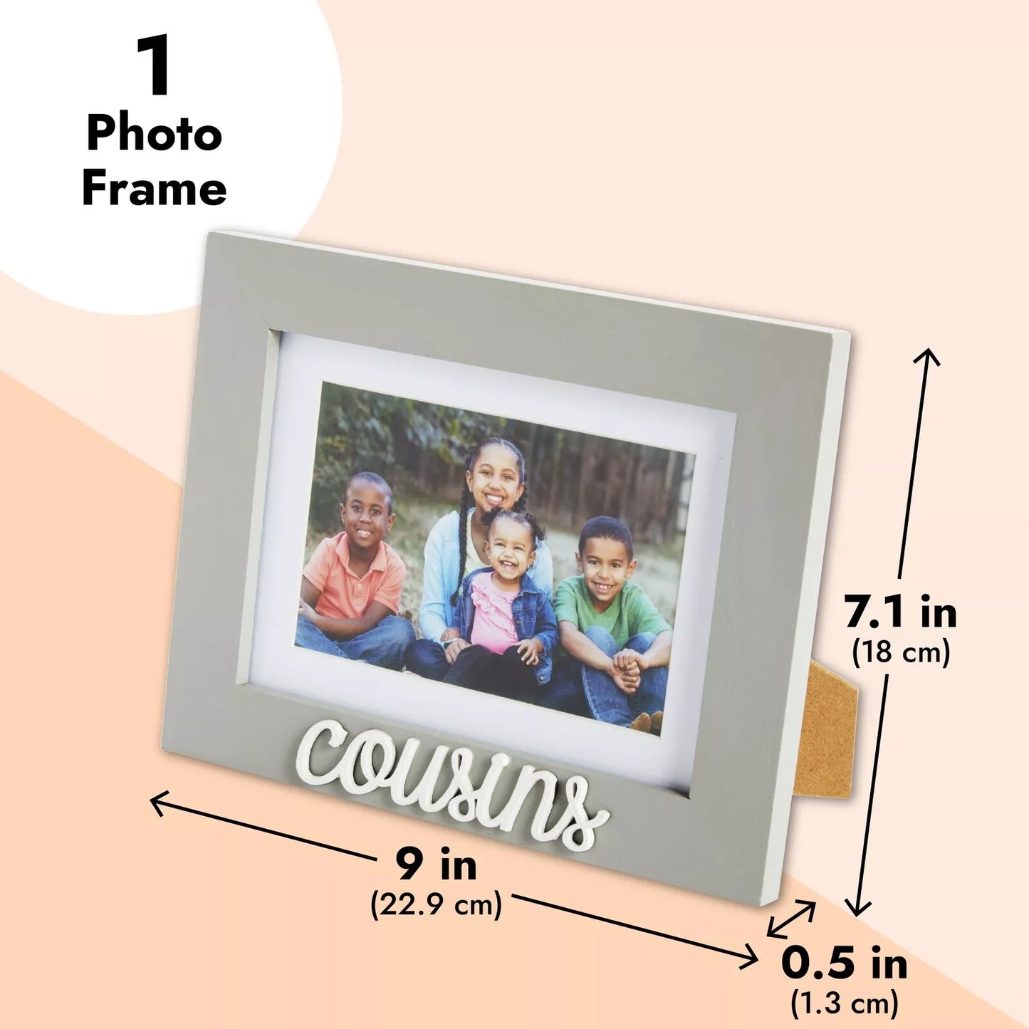 Gray Cousins Picture Frame for 4x6 and 5x7 Inch Photos