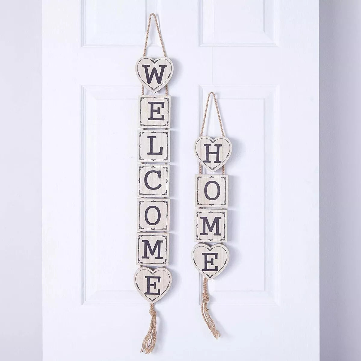 2-Pack Wooden Welcome Home Front Door Signs