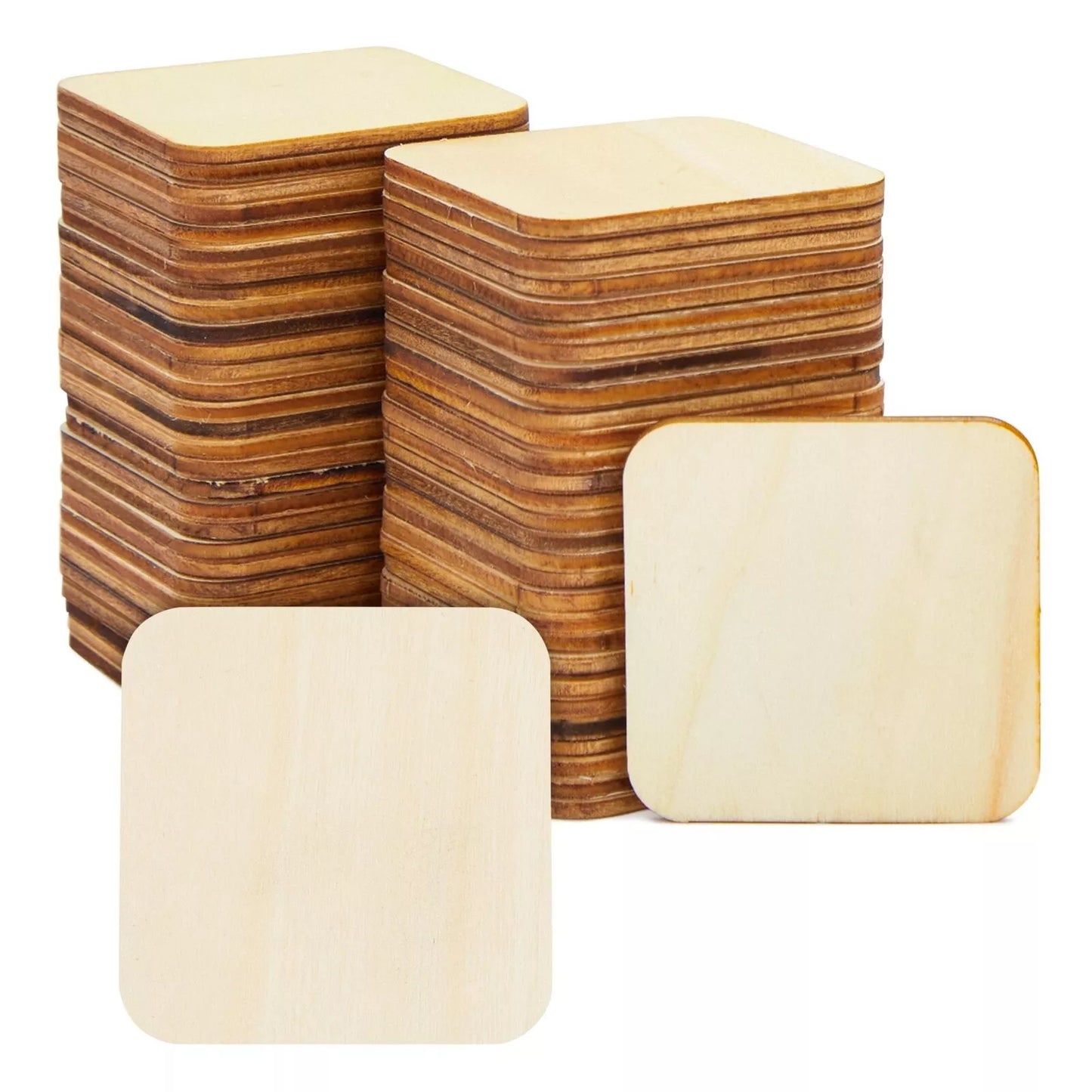 60-Piece Unfinished Wood Squares  2 x 2 In, Tile Pieces