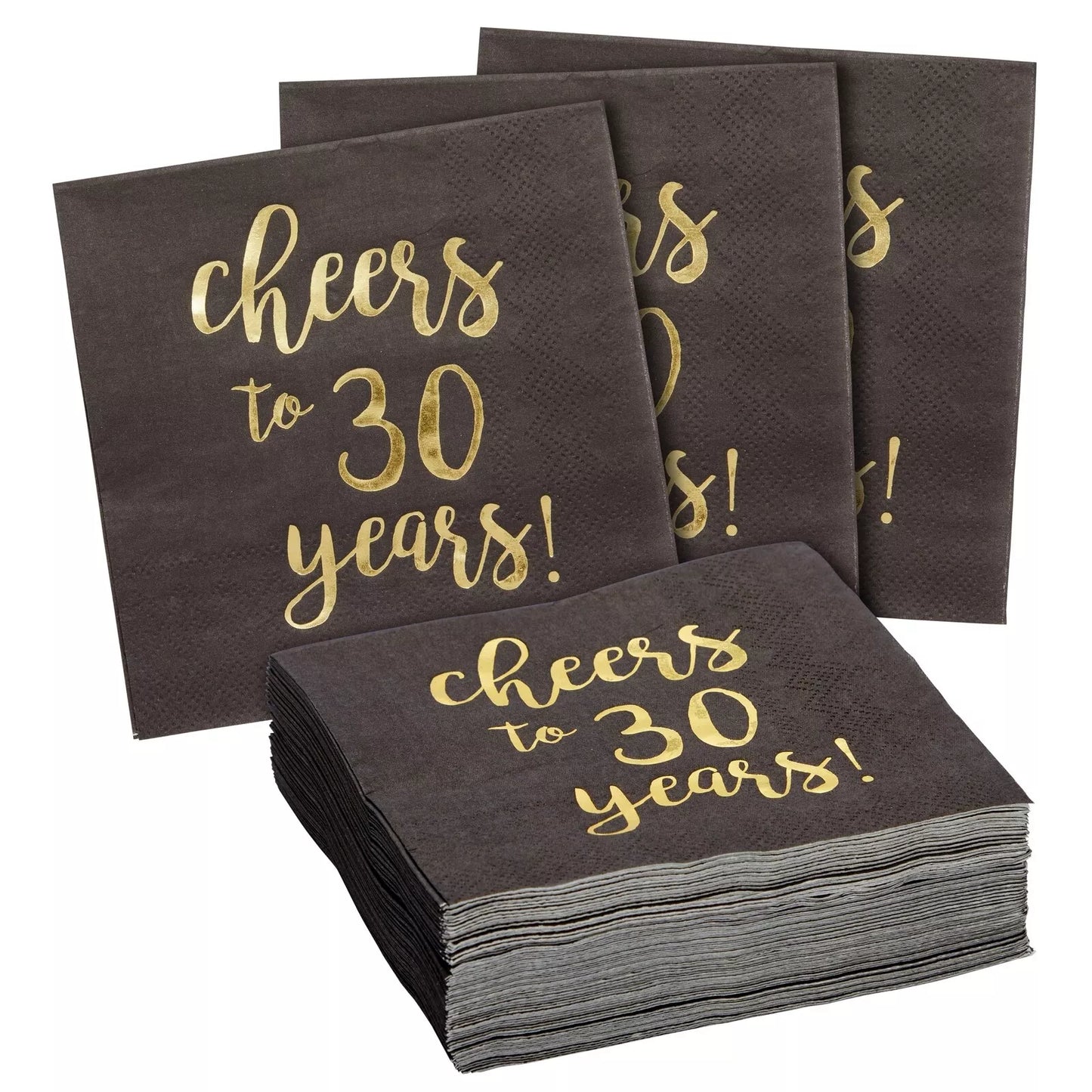 50 "Cheers to 30 Years" Napkins - 3-Ply, 5 x 5 In