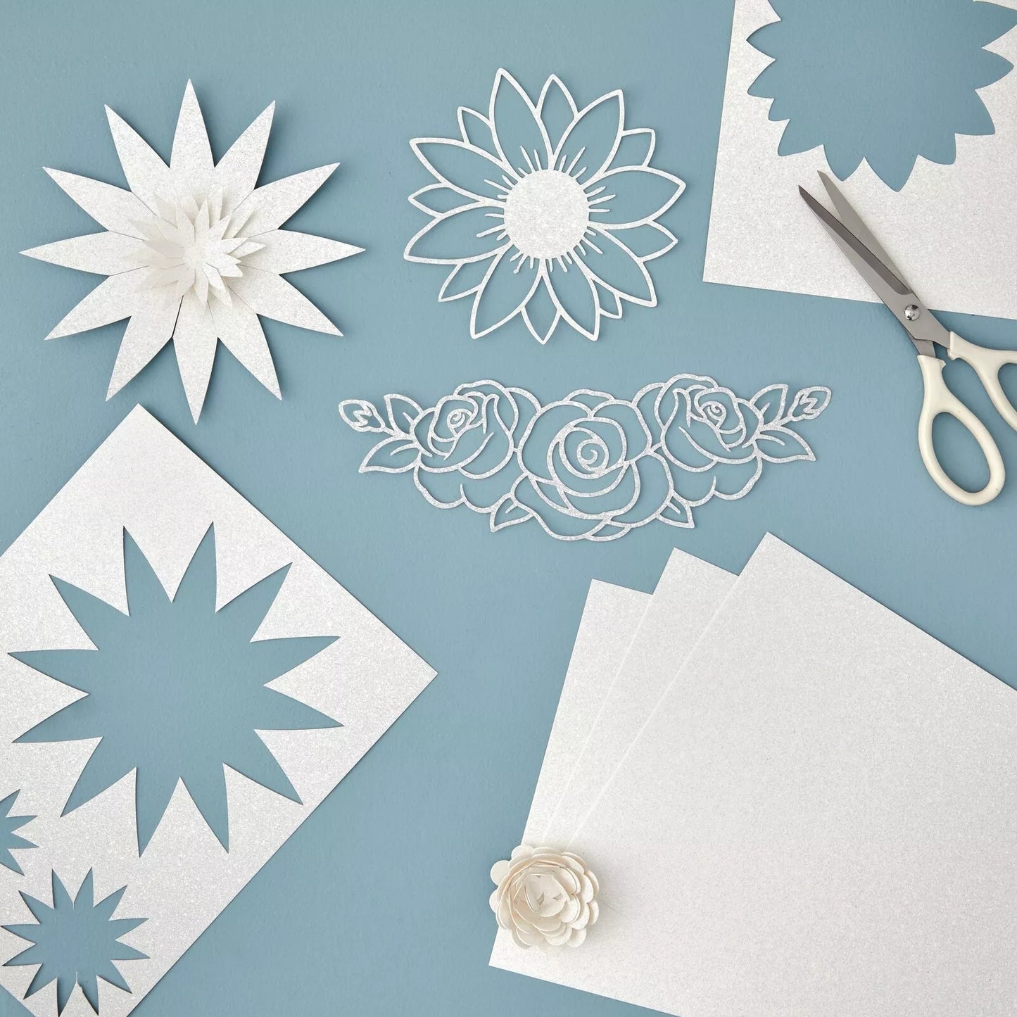 24 Sheets White Glitter Cardstock