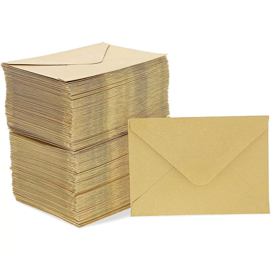 200 Gold Mini Gift Card Holder Envelopes - 4x2.7 Inches