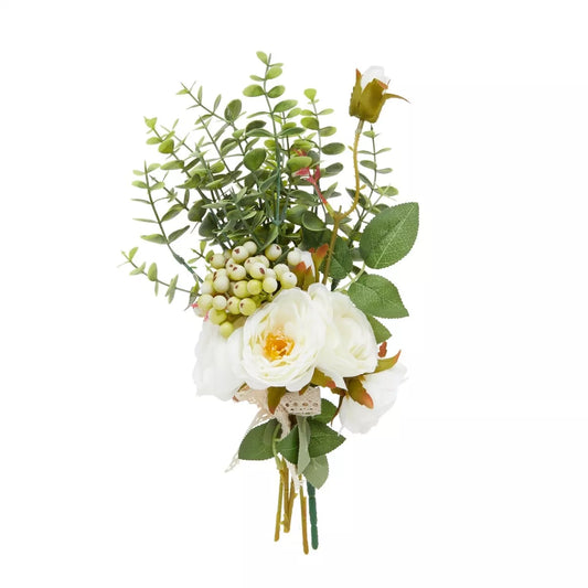 Silk Roses, Eucalyptus & Berry Bridal Bouquet