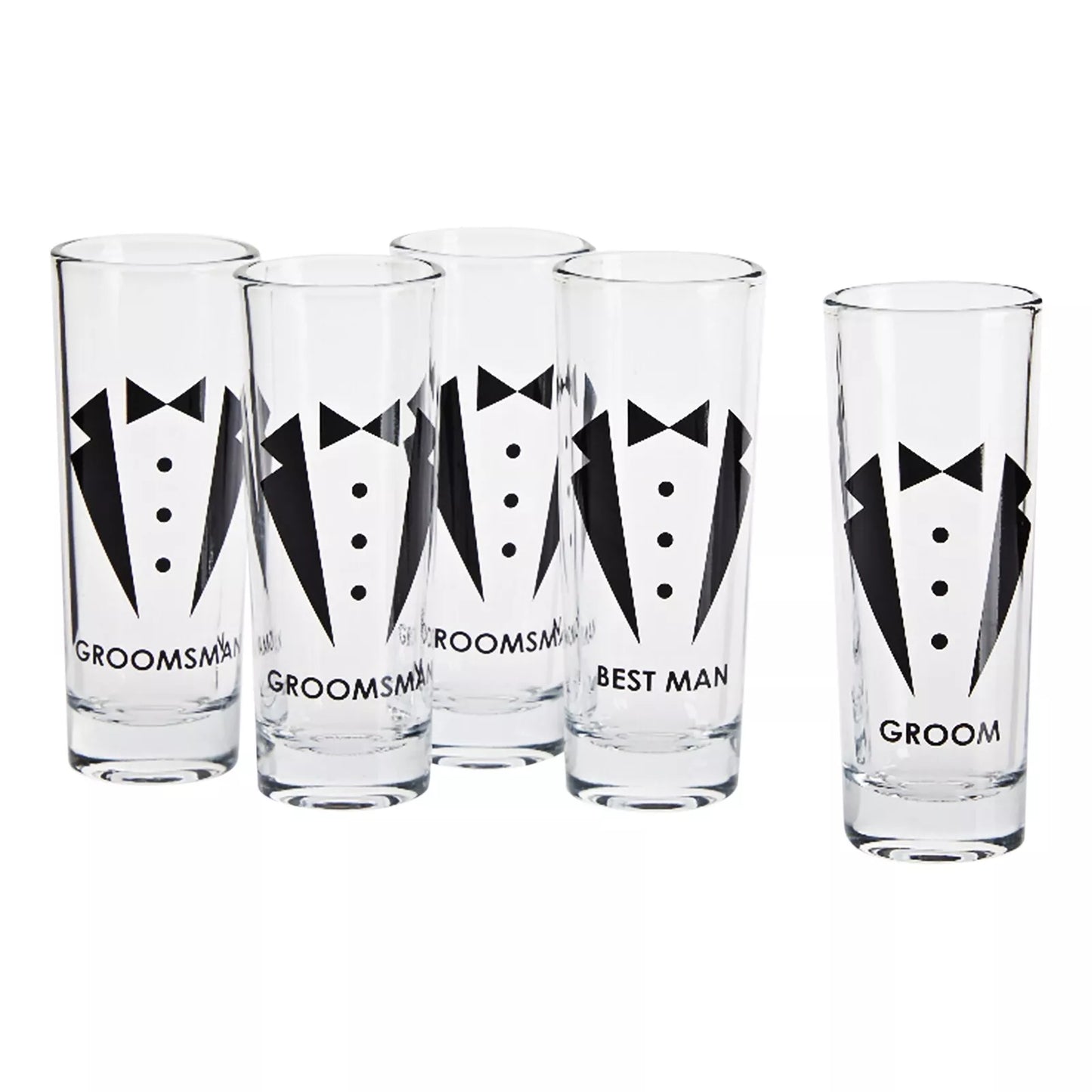 Party Favors Shot Glasses - Bachelor Shot Glasses Tuxedo Groom, Set of 5, 2 oz